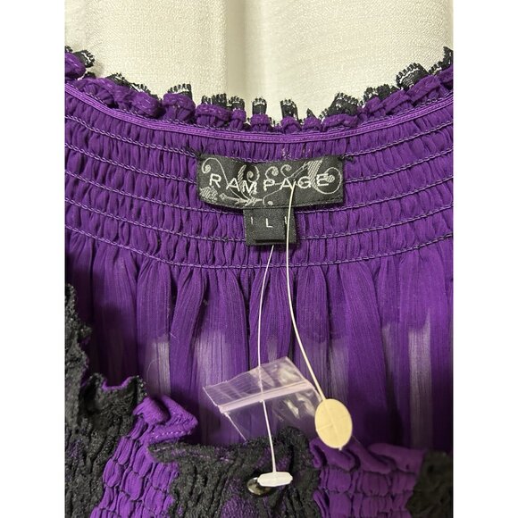 Vintage Rampage Y2K Purple Lace Sheer Whimsigoth Witchy Fairy L Top Blouse - Picture 4 of 6